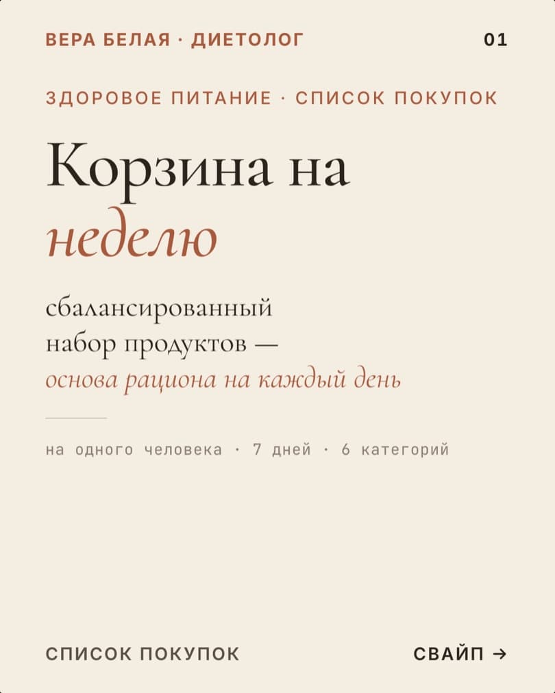 Список «Корзина на неделю»: обложка карусели